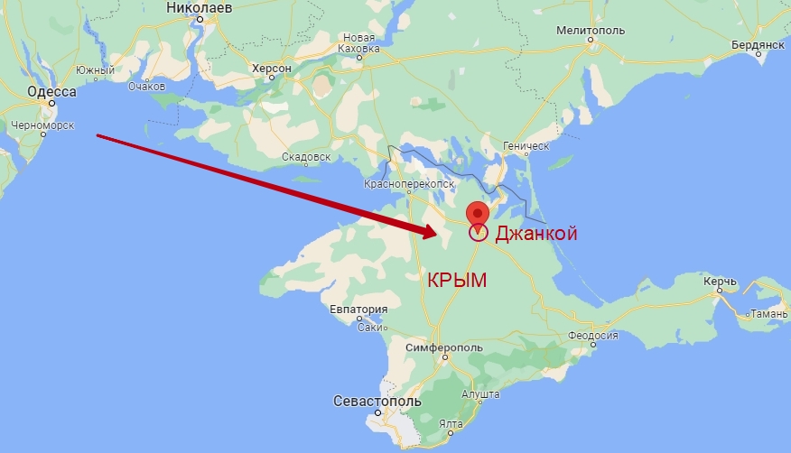 Расположение города Джанкой, Крым.