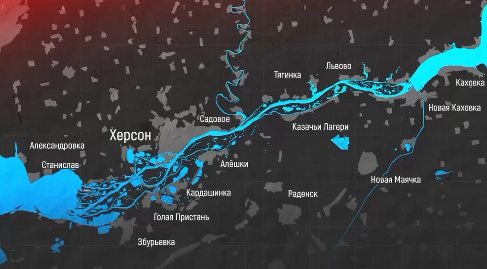 Карта разлива Каховской ГЭС