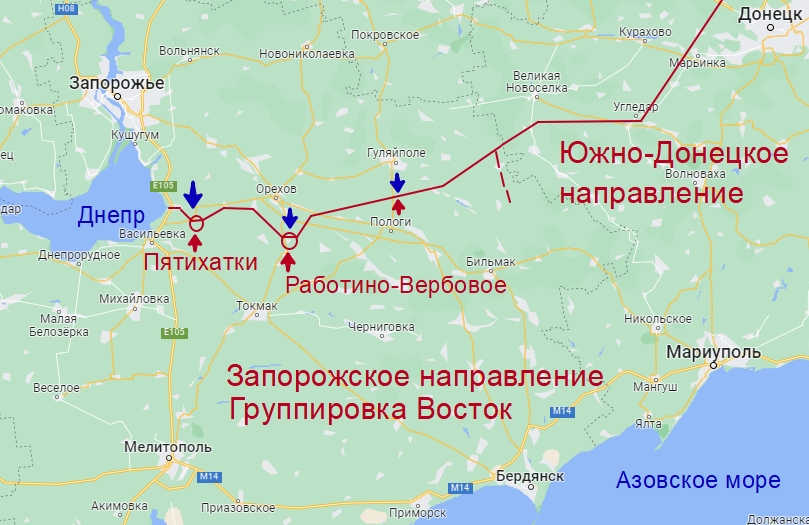 Запорожское направление фронта в зоне спецоперации России на Украине