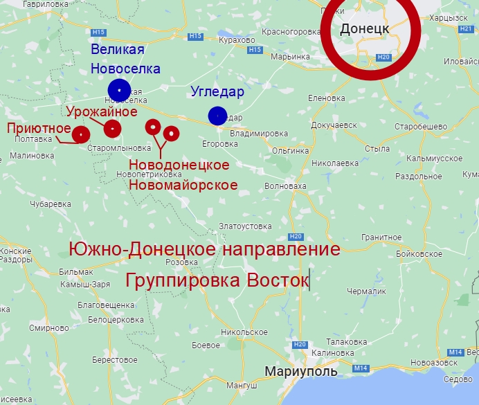 Донецке направление на карте