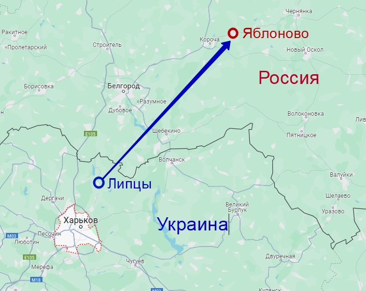 падение самолета Ил-76 на карте Белгородской области