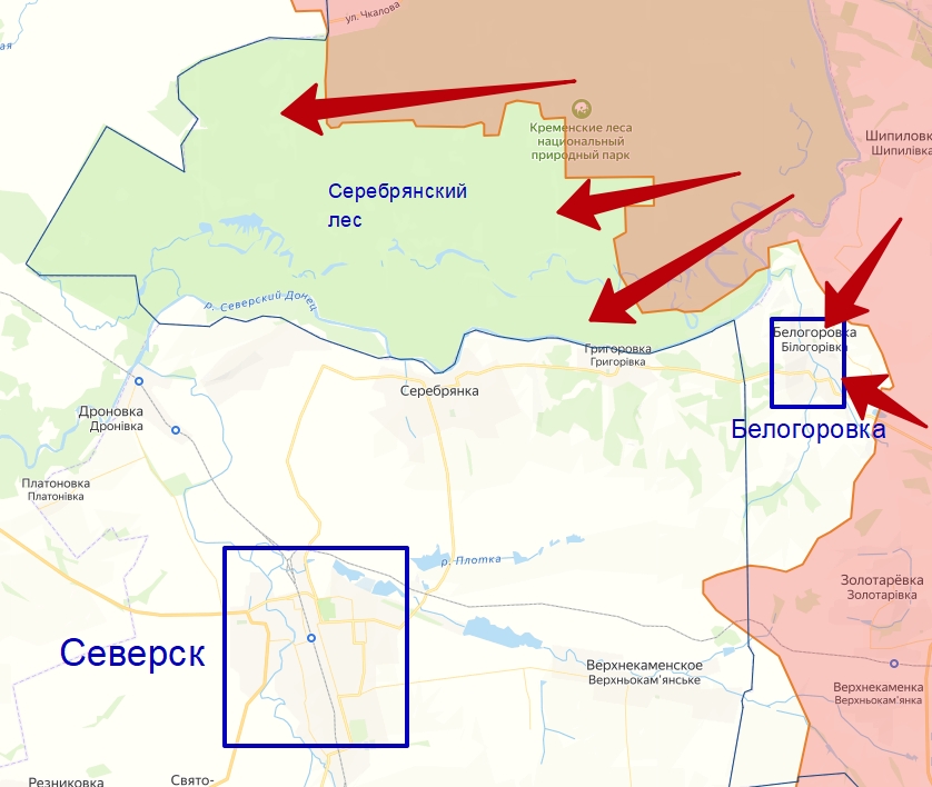 северское направление фронта СВО на карте боевых действий.