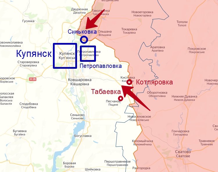 Котляровка и Табаевка на карте боевых действий