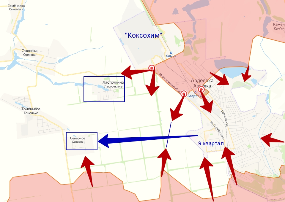 Карта окружения ВСУ в Авдеевке