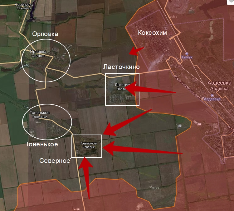 Боевые действия на карте в районе поселка Ласточкино