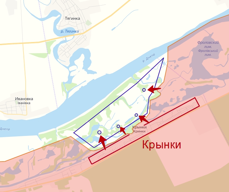 село Крынки находится под контролем ВС РФ на карте боевых действий в зоне СВО