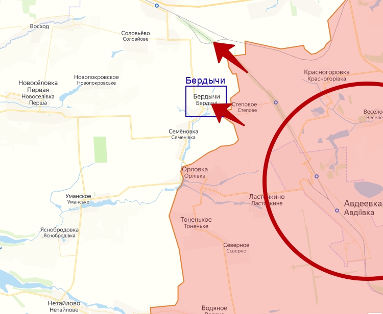 Карта боевых действий с селом Бердычи