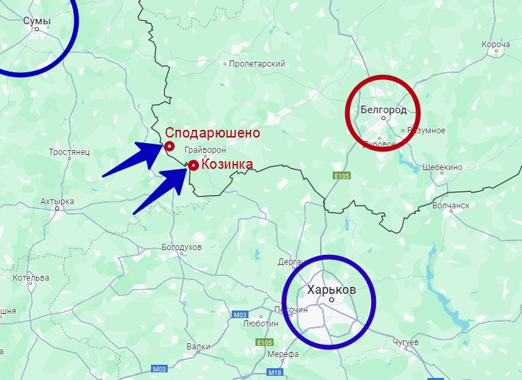 Атаки ВСУ на сёла Сподарюшино и Козинка. Карта боевых действий