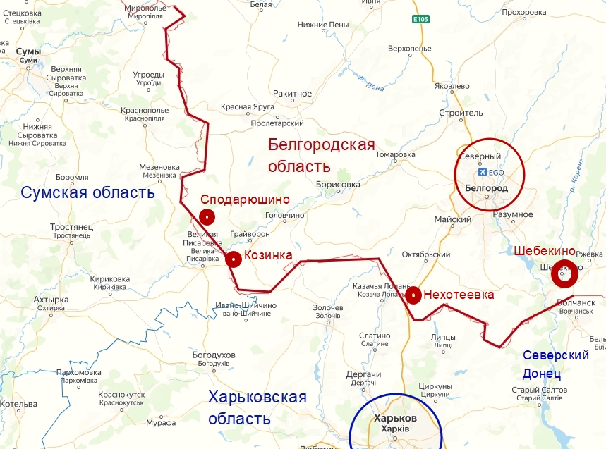 Белгородское направление фронта на карте