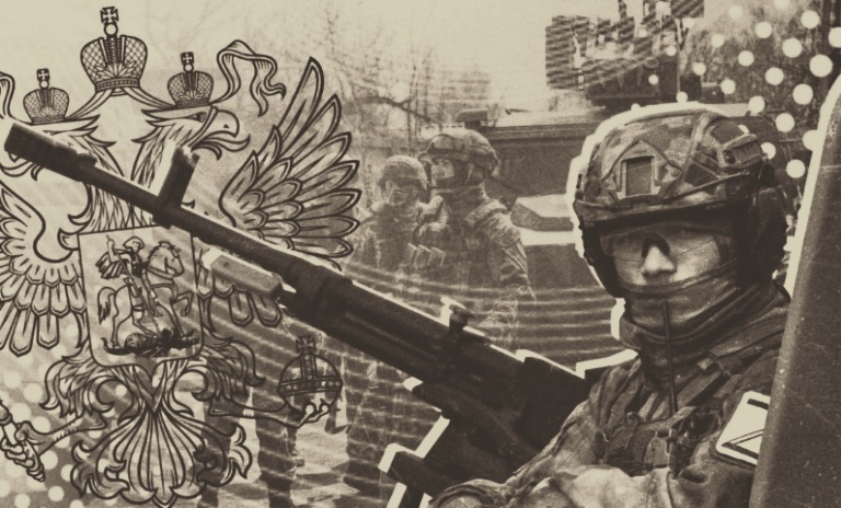 арт изображение армии России в нуар стиле