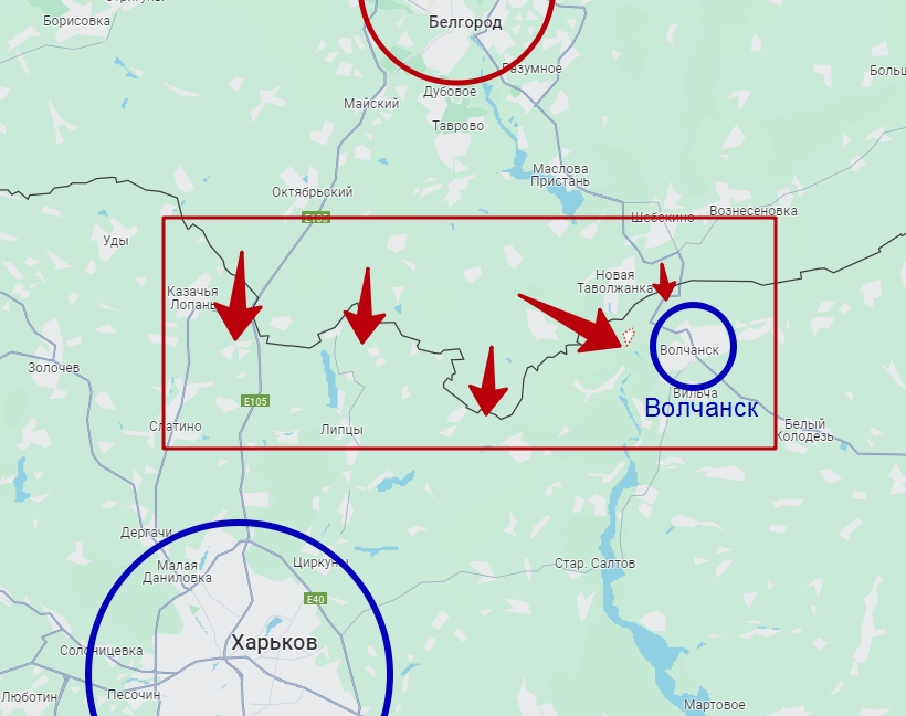 карта наступления ВС РФ в Харьковской области