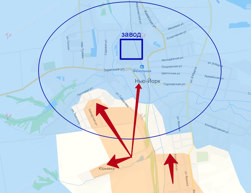 посёлок Нью-Йорк (Новгородское) на карте боевых действий СВО