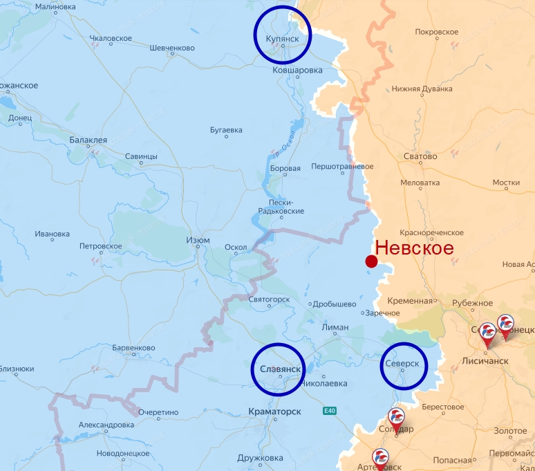 Карта боевых действий Лиманского направления фронта СВО