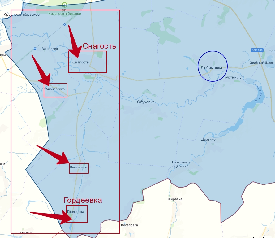 Наступление ВС РФ в Курской области на карте боевых действий