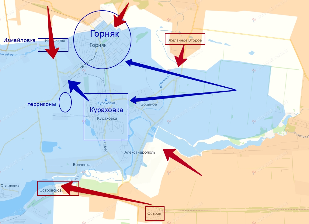 ВСУ в котле на карте Селидово-Кураховского напраления