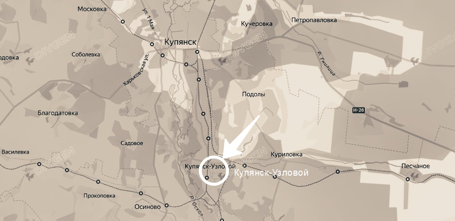 Карта СВО с поселком Купянск-Узловой