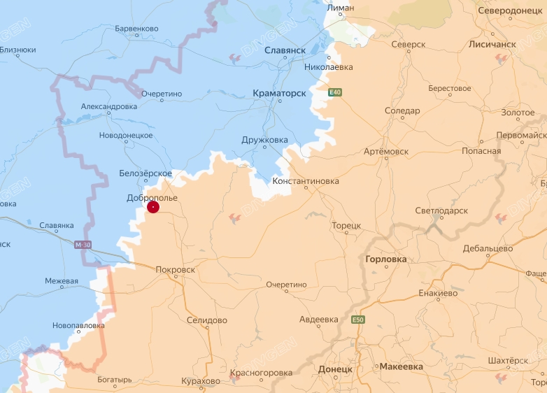 Доброполье на карте боевых действий спецоперации на Украине.
